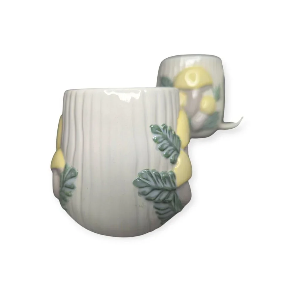 Vintage Ceramic Yellow Mushroom Mugs Set of 4 Signed Jane Roberts 1976